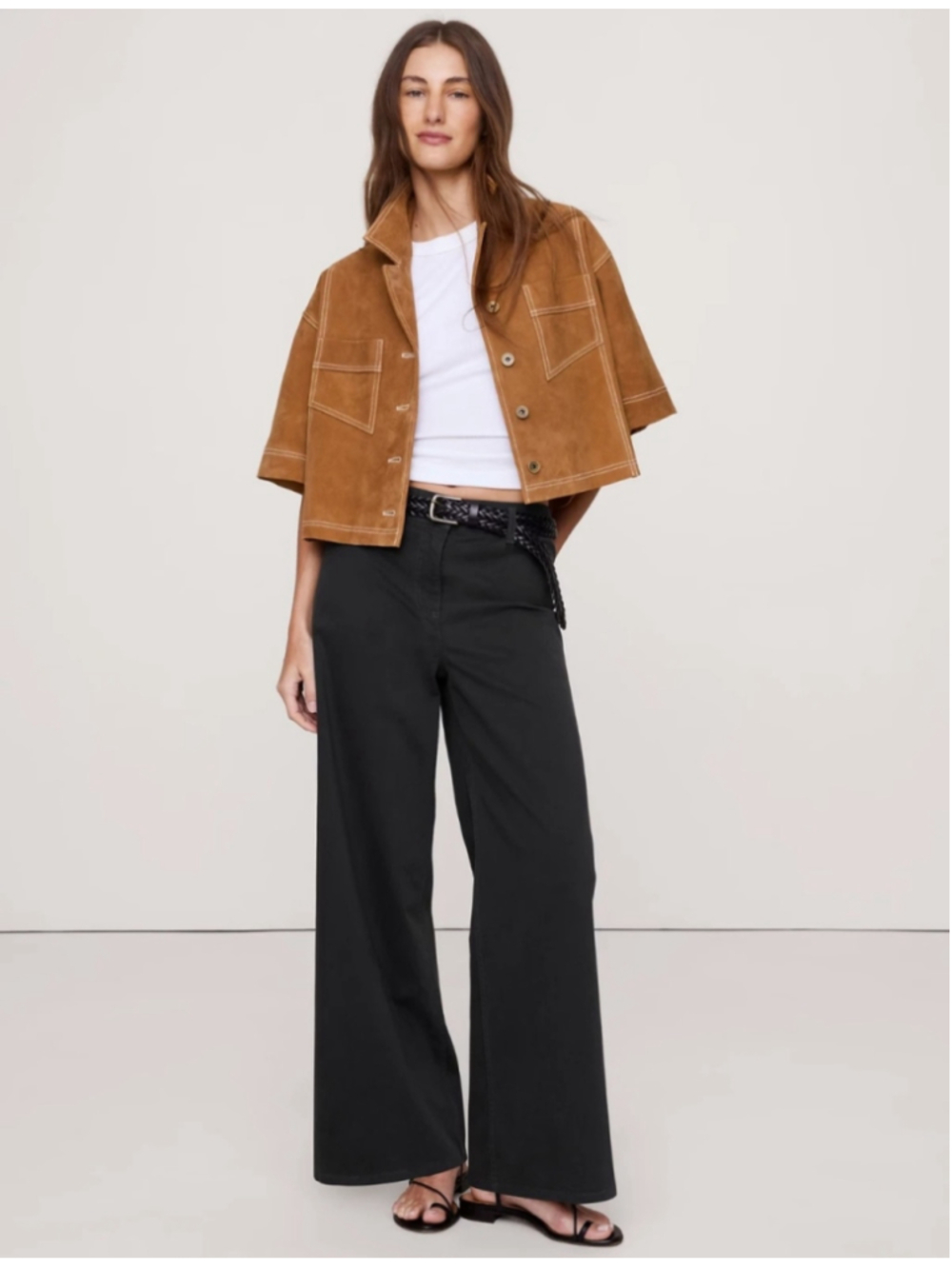 Banana Republic High Rise Wide Leg Soft Stretch Cotton Pants Size 16 NWT $120